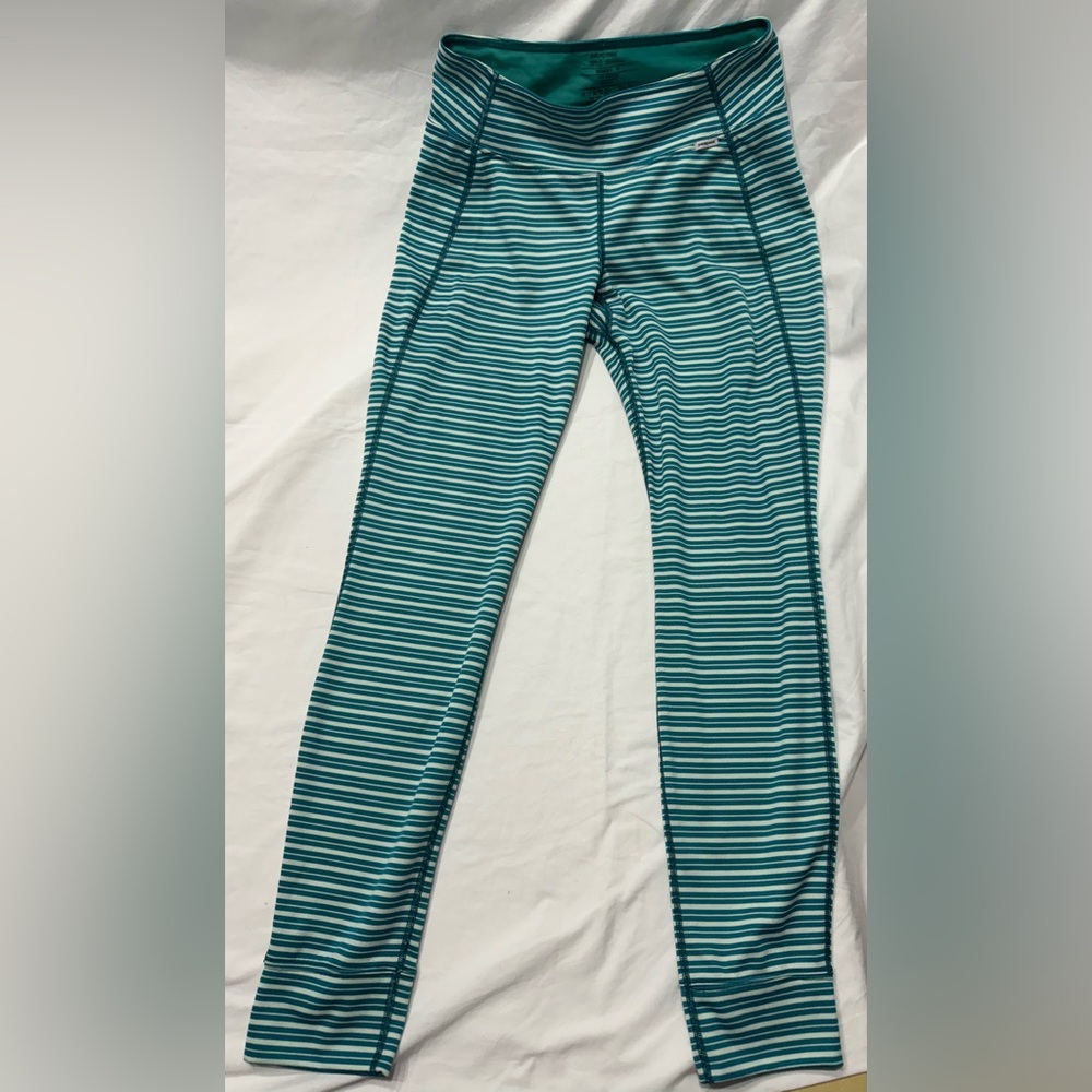 Patagonia Teal & White Striped Leggings